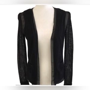BCBG MaxAzria Mesh Over Sheer Cardigan with Pockets  size XS